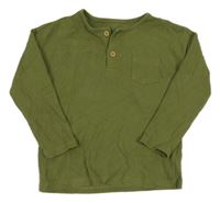 Khaki žebrované triko Tu