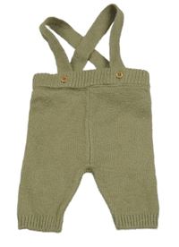 Khaki pletené kalhoty s kšandami M&S