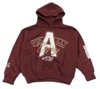 Vínová oversize mikina s písmenem a kapucí Page one young