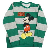 Zeleno-šedá pruhovaná mikina s Mickeym Disney