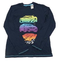 Nové - tmavomodré triko s auty dunnes 