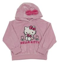 Světlerůžová sametová mikina s Hello Kitty a kapucí
