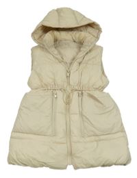 Smetanová šusťáková zateplená vesta s kapucí Zara