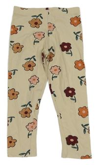 Smetanové květované legíny George