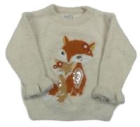 Smetanový chlupatý svetr s liškou C&A