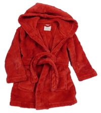 Červený chlupatý župan s kapucí Primark