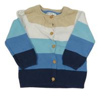 Bílo-modro-béžový pruhovaný propínací svetr Ergee