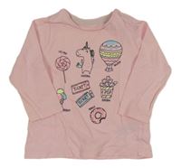 Světlerůžové triko s obrázky