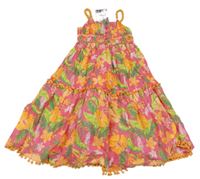 Nové - růžovo-žluté květované šaty 