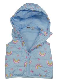 Světlemodrá šusťáková zateplená vesta s duhami a kapucí Lily & Dan