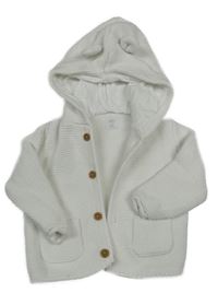 Bílý propínací svetr s kapucí 