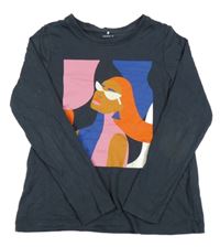 Tmavomodré triko s dívkou Name it