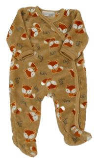 Hnědý chlupatý overal s liškami Ergee