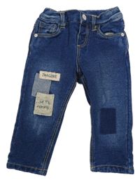 Tmavomodré podšité skinny rifle s nášivkami Zara