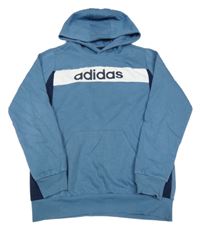 Modrá mikina s logem a kapucí Adidas