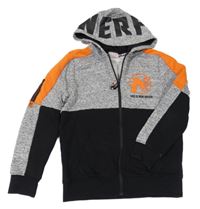 Šedo-černo-oranžová propínací mikina s kapucí - NERF