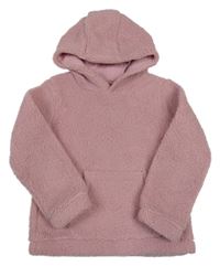 Růžová huňatá mikina s kapucí John Lewis