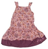 Růžovo-vínové vzorované lehké šaty