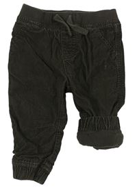 Antracitové manšestrové podšité cuff kalhoty C&A