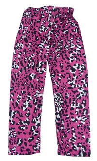 Růžovo-bílo-černé sportovní legíny s leopardím vzorem 