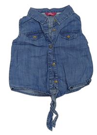 Modrý riflový halenkový crop top s vázáním zn. Yd.