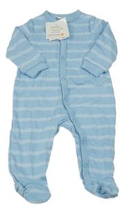 Nové - Světlemodrý pruhovaný overal Topomini