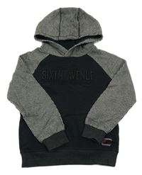 Černo-bílá mikina s nápisem a melírovanou kapucí a rukávy WE 