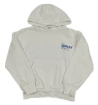 Bílo-modrá mikina s nápisy a kapucí Primark