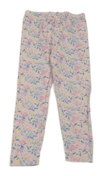 Světlerůžovo-modro-žluté květované legíny Topolino
