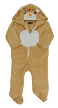 Béžovo-bílá kombinéza s kapucí - Lvíček 