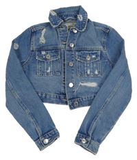 Modrá riflová crop bunda s prošoupáním New Look