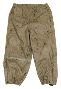 Béžovo-khaki voděodolné kalhoty se zvířátky