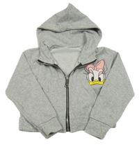 Světlešedá propínací crop mikina s Daisy a kapucí 