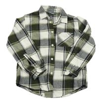 Bílo-khaki-černá kostkovaná košile Primark