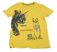 Hořčicové tričko se zvířátky Kids