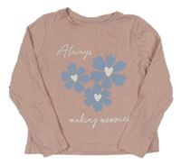 Světlerůžové triko s květy Primark