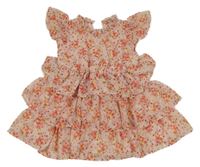 Světlerůžové květované šifonové vrstvené šaty H&M