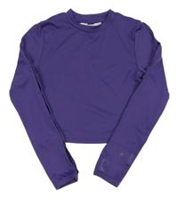 Fialové crop sportovní triko s průstřihy na rukávu H&M