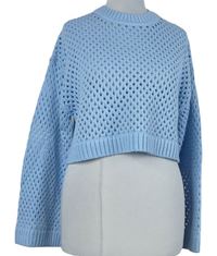 Dámský světlemodrý ažurový crop svetr H&M