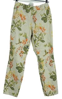 Dámské smetanové květované chino kalhoty H&M