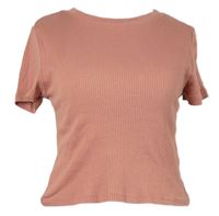 Dámské růžové žebrované crop tričko H&M