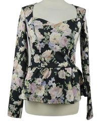 Dámské černé květované peplum triko Asos 