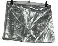 Dámská stříbrná koženková minisukně MNG 