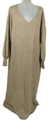 Dámské béžové svetrové dlouhé šaty Belcci 