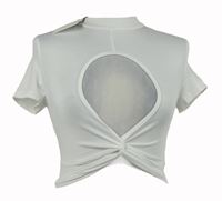 Nové - Dámské bílé crop tričko s průstřihem Femme 