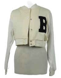 Dámská smetanovo-bílá baseballová crop mikina s písmenem BLFD 