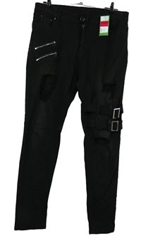 Pánské černé skinny rifle s prošoupáním 