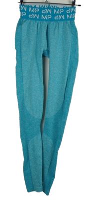 Dámské tyrkysové sportovní funkční legíny s logy My Protein 