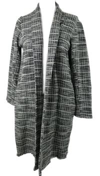 Dámský tmavošedo-bílý kostkovaný pletený cardigán Zara 