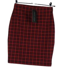 Nové - Dámská červeno-černá kostkovaná pouzdrová sukně New Look 